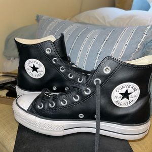 Black Leather Platform Converse (high tops)